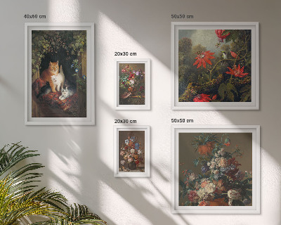 Pared galería de arte Gatos florales estilo vintage