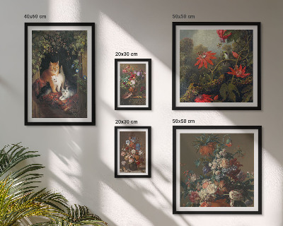 Pared galería de arte Gatos florales estilo vintage