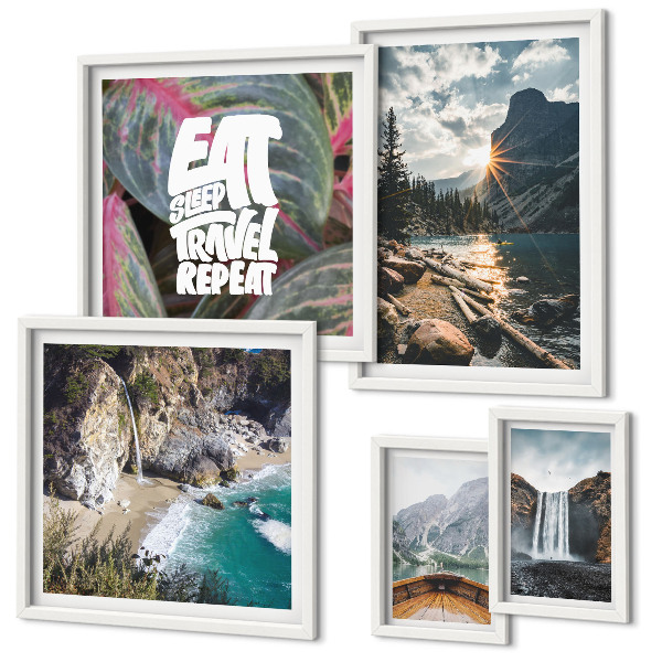 Conjunto de cuadros decorativos Paisajes de cascadas de montaña