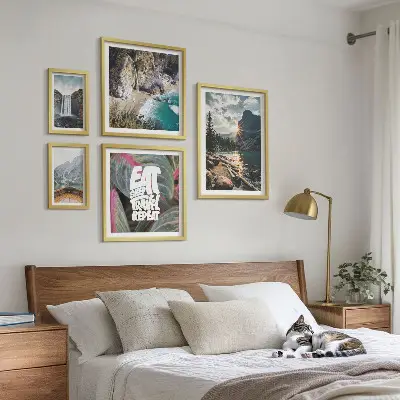 Conjunto de cuadros decorativos con paisajes de cascadas de montaña
