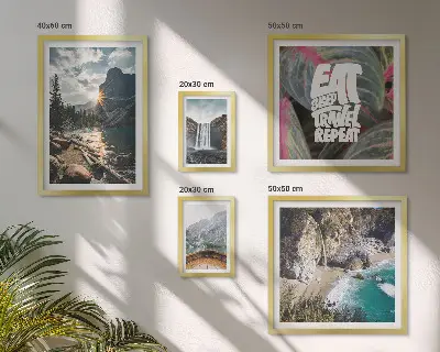 Conjunto de cuadros decorativos con paisajes de cascadas de montaña