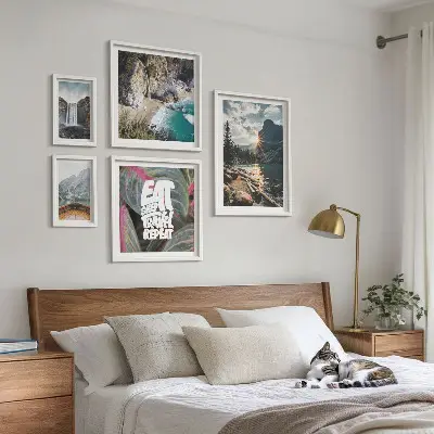 Conjunto de cuadros decorativos con paisajes de cascadas de montaña