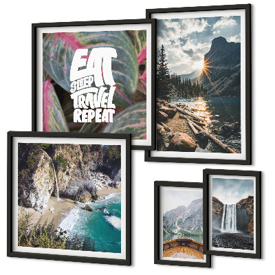 Conjunto de cuadros decorativos Paisajes de cascadas de montaña