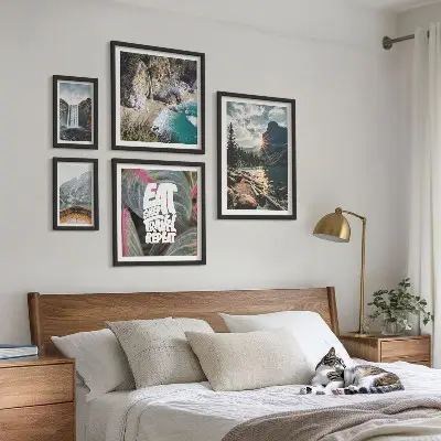 Conjunto de cuadros decorativos con paisajes de cascadas de montaña