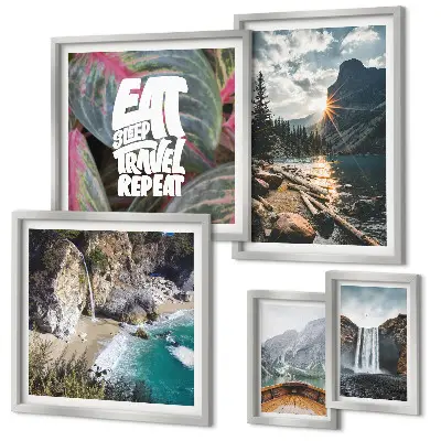 Conjunto de cuadros decorativos con paisajes de cascadas de montaña