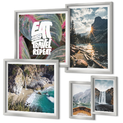 Conjunto de cuadros decorativos Paisajes de cascadas de montaña
