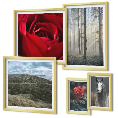 Pared galería de arte con diseño de flores de la naturaleza en diferentes estilos