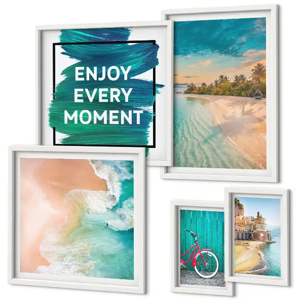 Conjunto de cuadros decorativos motivo de ambiente vacacional