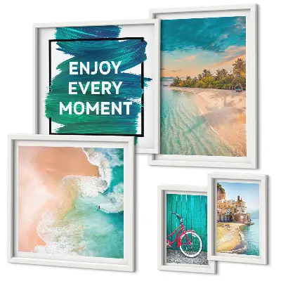 Conjunto de cuadros decorativos motivo de ambiente vacacional