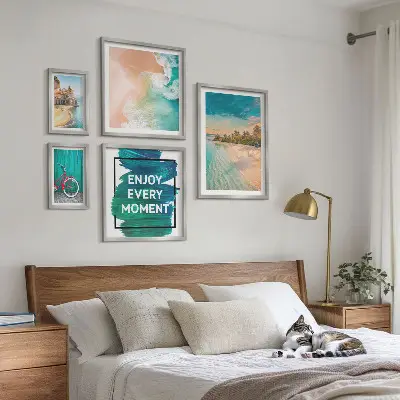 Conjunto de cuadros decorativos motivo de ambiente vacacional