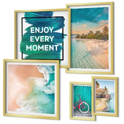 Conjunto de cuadros decorativos motivo de ambiente vacacional