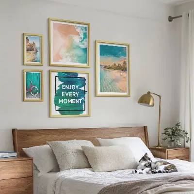 Conjunto de cuadros decorativos motivo de ambiente vacacional