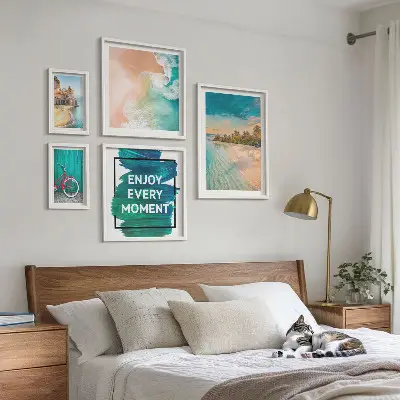 Conjunto de cuadros decorativos motivo de ambiente vacacional