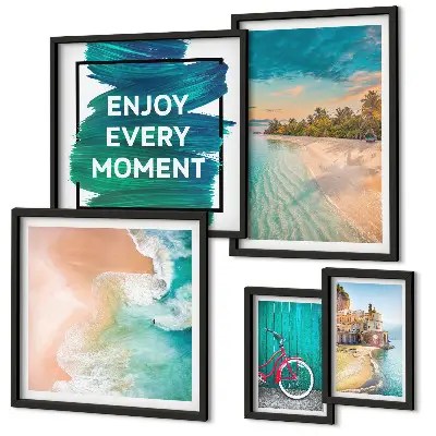Conjunto de cuadros decorativos motivo de ambiente vacacional