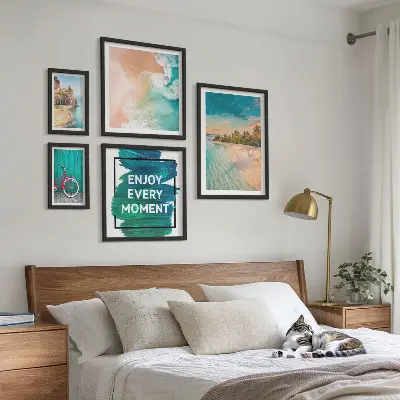 Conjunto de cuadros decorativos motivo de ambiente vacacional