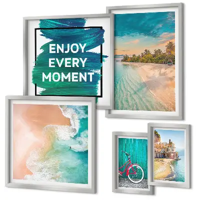 Conjunto de cuadros decorativos motivo de ambiente vacacional