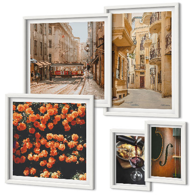 Conjunto de cuadros decorativos Calles encantadoras llenas de sabores