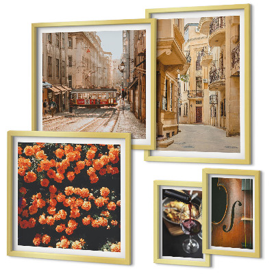 Conjunto de cuadros decorativos Calles encantadoras llenas de sabores