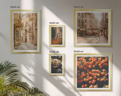 Conjunto de cuadros decorativos con diseño de calles encantadoras llenas de sabores