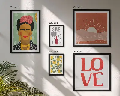 Set de 5 cuadros para salón con diseño de mujer con flores al estilo bohemio