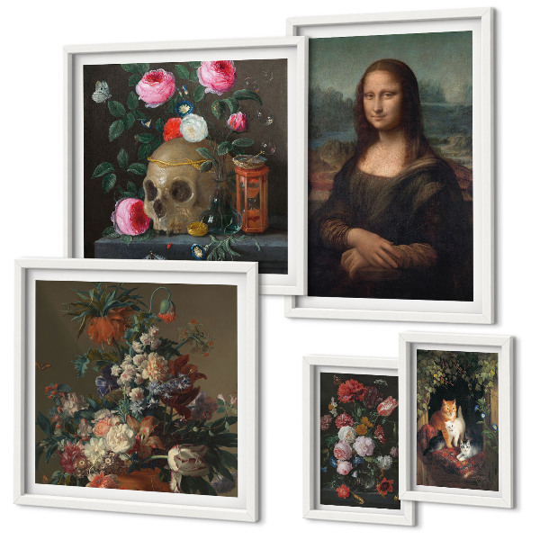 Pared galería de arte Retratos florales vintage