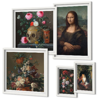 Pared galería de arte Retratos florales vintage