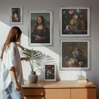 Pared galería de arte Retratos florales vintage