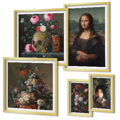 Pared galería de arte Retratos florales vintage