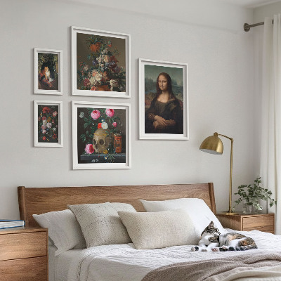 Pared galería de arte Retratos florales vintage