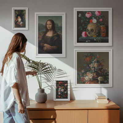Pared galería de arte Retratos florales vintage