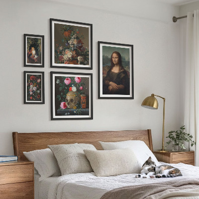 Pared galería de arte Retratos florales vintage