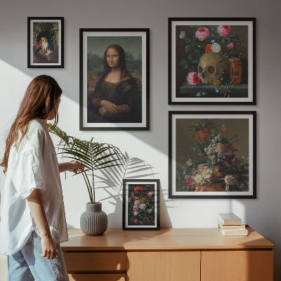 Pared galería de arte Retratos florales vintage