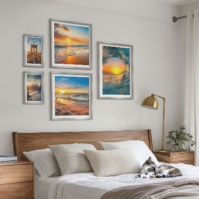 Conjunto de cuadros decorativos Atardeceres en el mar, puentes de la ciudad