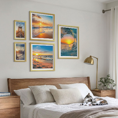 Conjunto de cuadros decorativos Atardeceres en el mar, puentes de la ciudad