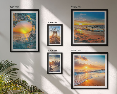 Conjunto de cuadros decorativos Atardeceres en el mar, puentes de la ciudad
