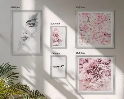Set de 5 cuadros para salón con diseño de retrato floral