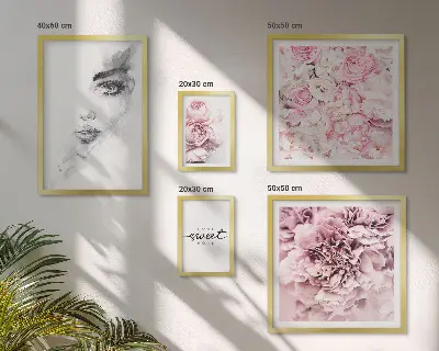 Set de 5 cuadros para salón con diseño de retrato floral