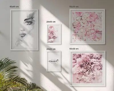 Set de 5 cuadros para salón con diseño de retrato floral