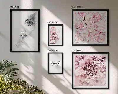 Set de 5 cuadros para salón con diseño de retrato floral