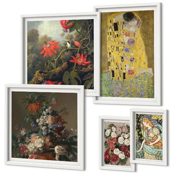 Composiciones de arte floral para pared de galería de arte