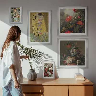 Composiciones de arte floral para pared de galería de arte