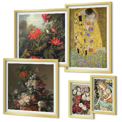 Composiciones de arte floral para pared de galería de arte