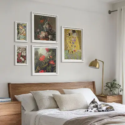 Composiciones de arte floral para pared de galería de arte