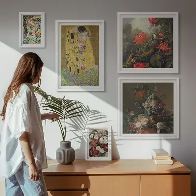 Composiciones de arte floral para pared de galería de arte