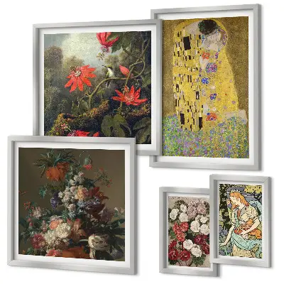 Composiciones de arte floral para pared de galería de arte