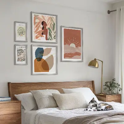 Conjunto de cuadros decorativos con motivos abstractos de plantas al estilo bohemio