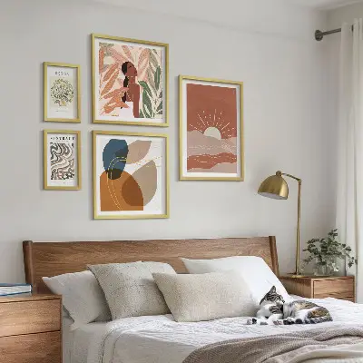Conjunto de cuadros decorativos con motivos abstractos de plantas al estilo bohemio