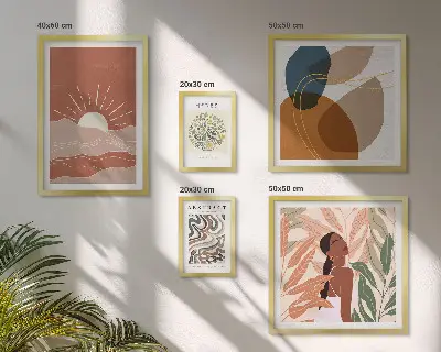 Conjunto de cuadros decorativos con motivos abstractos de plantas al estilo bohemio