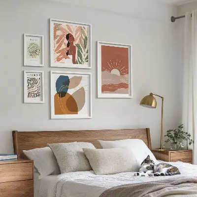 Conjunto de cuadros decorativos con motivos abstractos de plantas al estilo bohemio