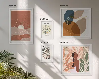 Conjunto de cuadros decorativos con motivos abstractos de plantas al estilo bohemio